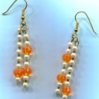 Orange Pearl Dangle Earrings