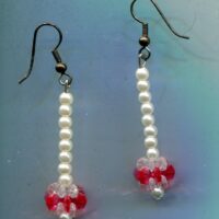 Red & Clear with Pearls Dangle Earrings
