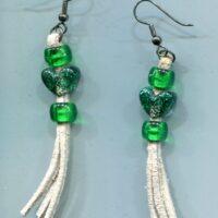 Green and Leather Earring Dangles