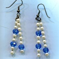 Blue with Pearl Dangle Earrings